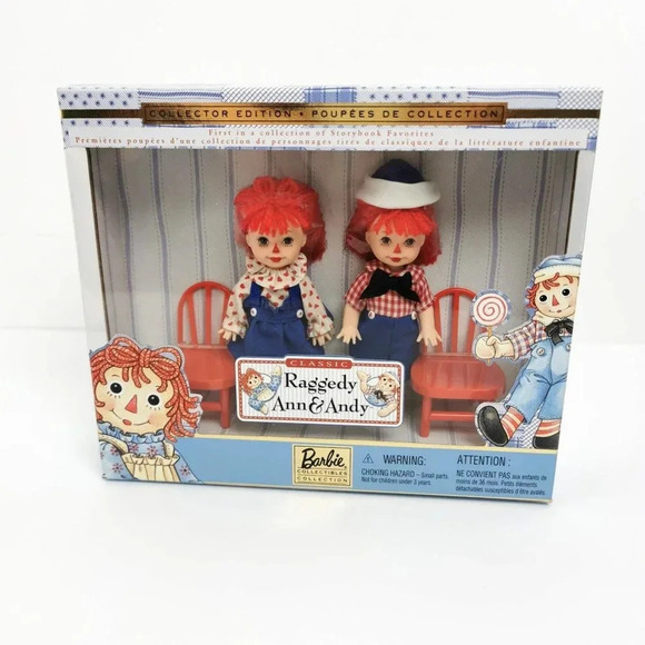 Raggedy  Anne Andy Mattel Kelly Tommy Barbie Storybook Chairs Perfect in Box - Picture 1 of 4